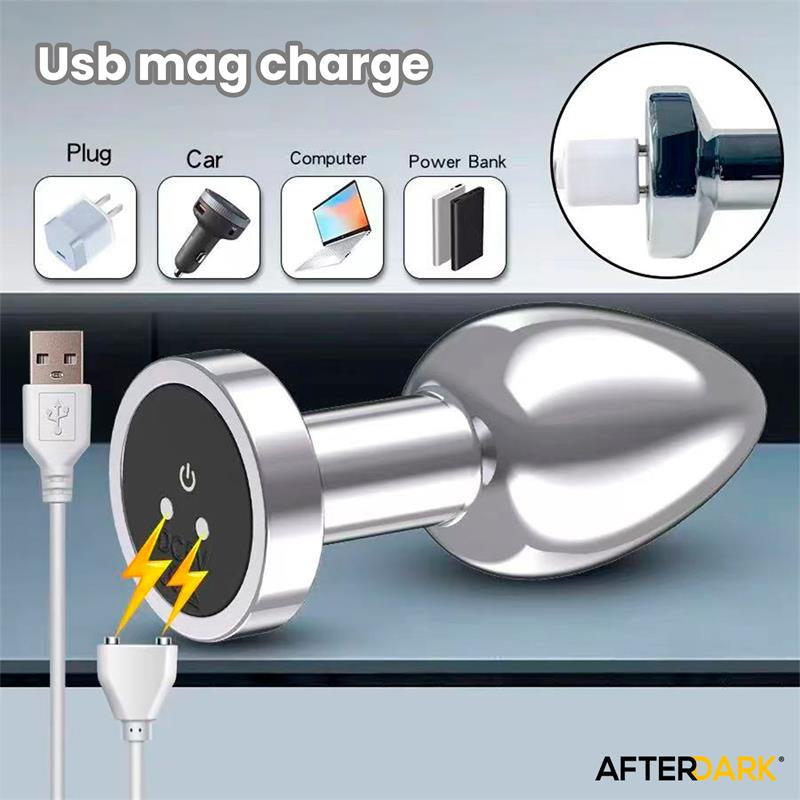 Dimpor Plug Anal Cromado con Vibración USB Magnético Talla L