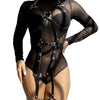 Arnés Cuerpo Entero con Hebillas Cuero Negro Talla Única - Kinkyloov