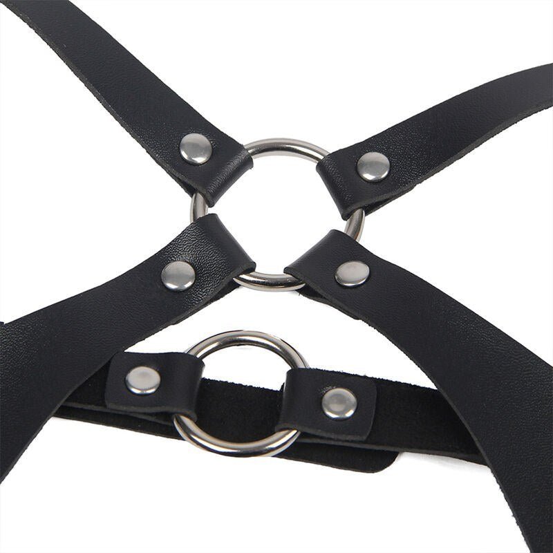 Arnés Cuerpo Entero con Hebillas Cuero Negro Talla Única - Kinkyloov