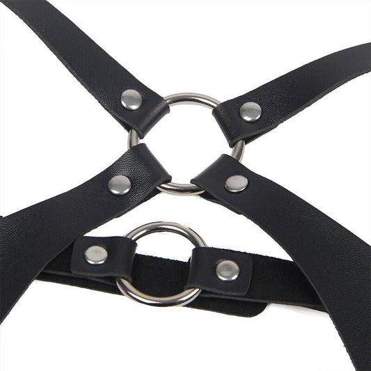 Arnés Cuerpo Entero con Hebillas Cuero Negro Talla Única - Kinkyloov