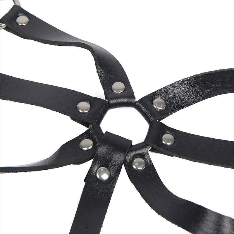 Arnés de Cuerpo Correas Ajustable Cuero Negro Talla Única - Kinkyloov