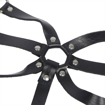 Arnés de Cuerpo Correas Ajustable Cuero Negro Talla Única - Kinkyloov