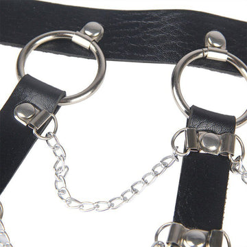 Arnés de Pecho Cadenas Cuero Negro Talla Única - Kinkyloov