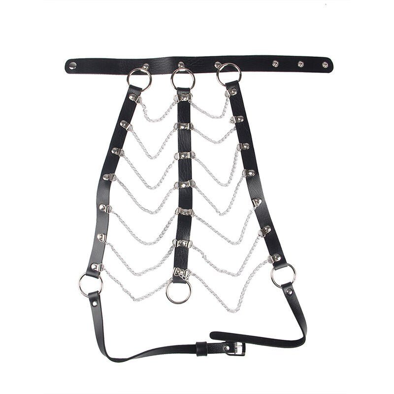 Arnés de Pecho Cadenas Cuero Negro Talla Única - Kinkyloov