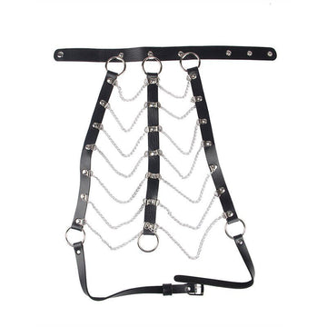 Arnés de Pecho Cadenas Cuero Negro Talla Única - Kinkyloov