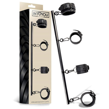 Barra Separadora Rígida Desmontable y 4 Esposas Desmontables Neopreno y Cuero Vegano - Kinkyloov