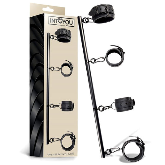 Barra Separadora Rígida Desmontable y 4 Esposas Desmontables Neopreno y Cuero Vegano - Kinkyloov