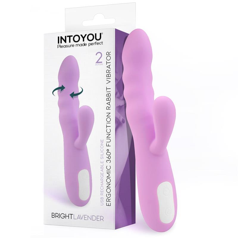 Brightlavender Vibrador y Rotador Doble Motor 360º USB Silicona