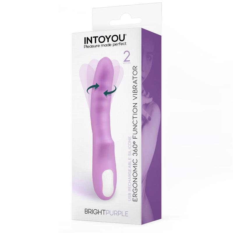 Brightpurple Vibrador y Rotador Doble Motor 360º USB Silicona