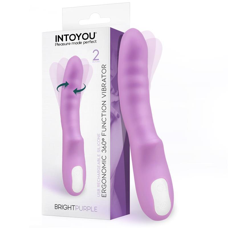 Brightpurple Vibrador y Rotador Doble Motor 360º USB Silicona