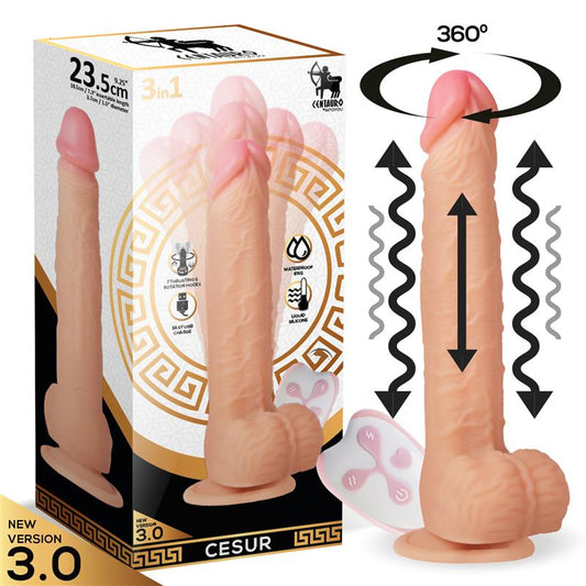 Cesur 3.0 Dildo Realista Vibración, Movimiento Ondulante, 360º y Telescópico Control Remoto USB - Kinkyloov