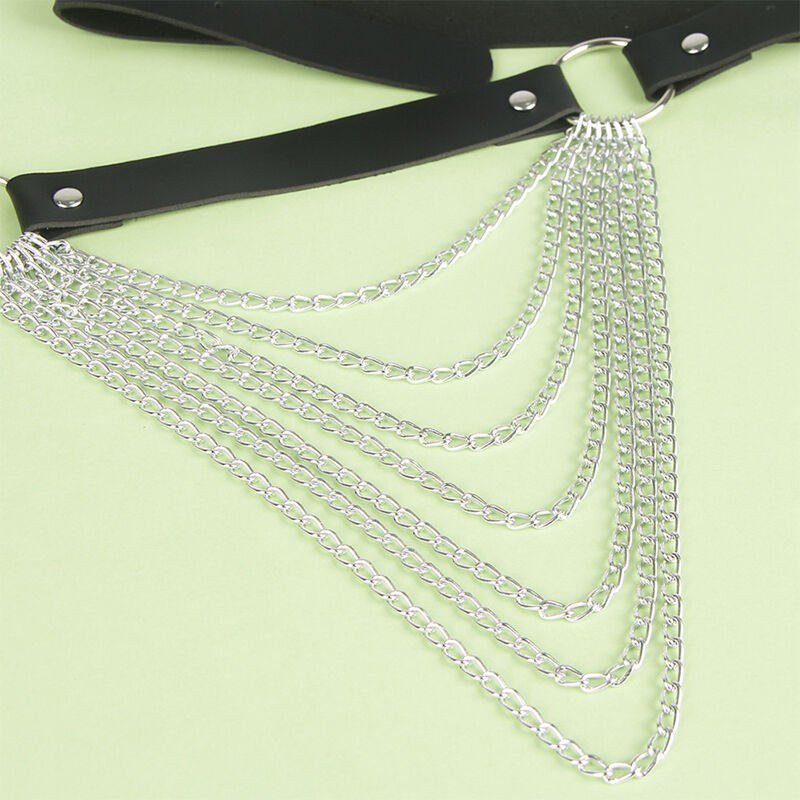 Cinturón de cadenas cuero negro talla única - Kinkyloov