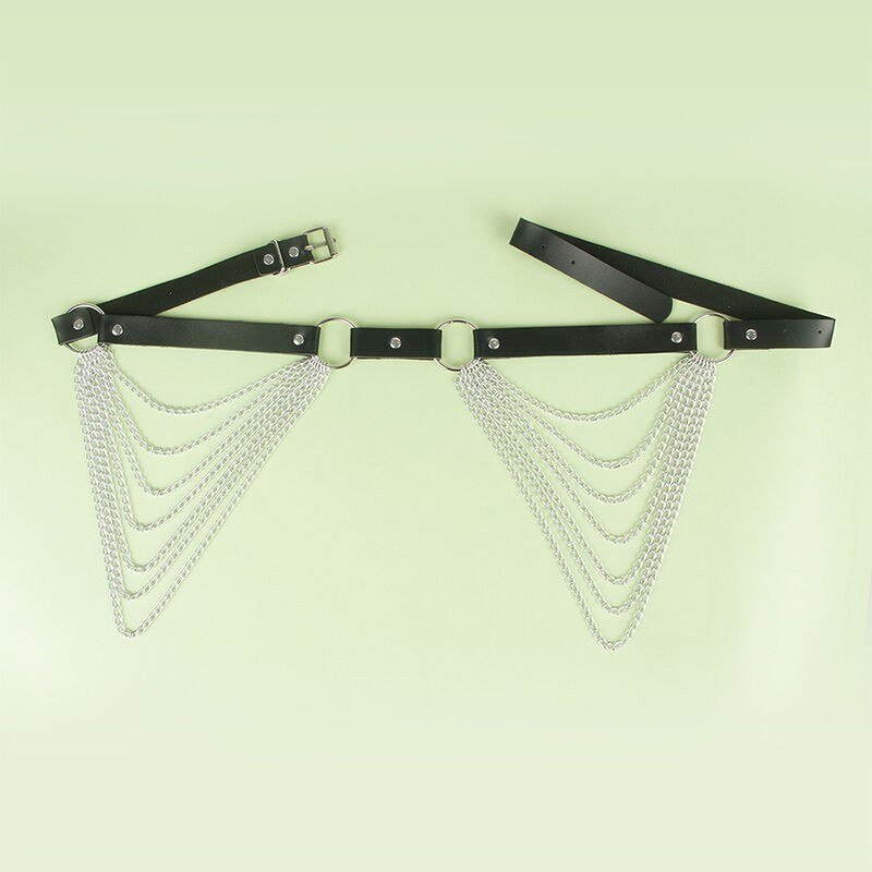 Cinturón de cadenas cuero negro talla única - Kinkyloov