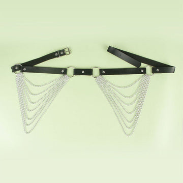 Cinturón de cadenas cuero negro talla única - Kinkyloov