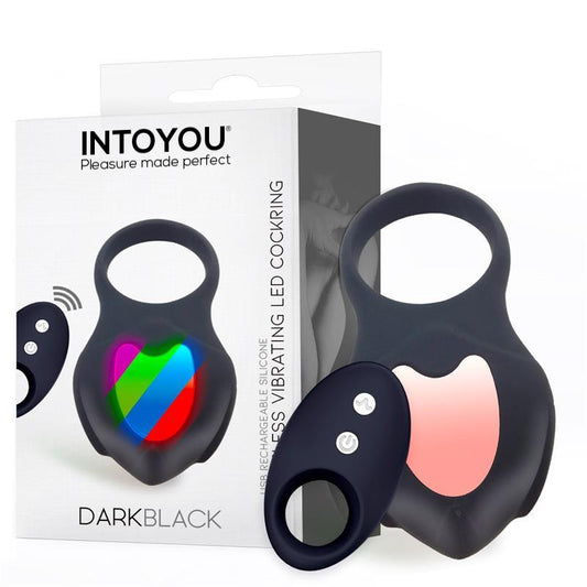 Darkblack Anillo Vibrador con Led Control Remoto USB Silicona - Kinkyloov