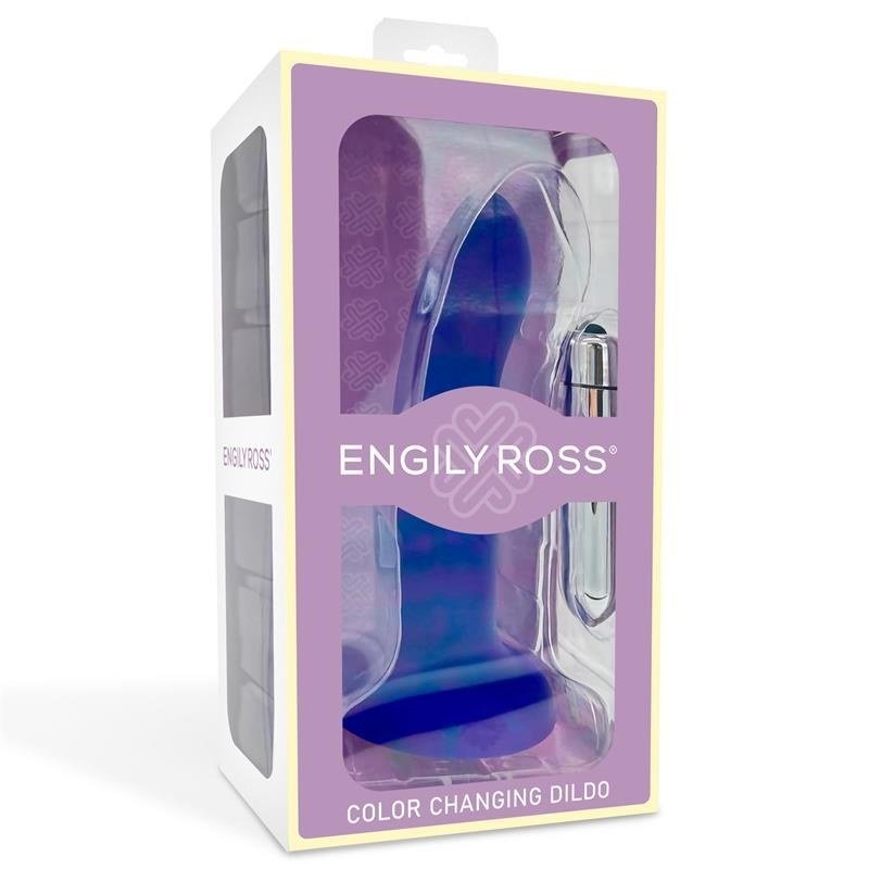 Dildo con Vibración que Cambia de Color Azul a Púrpura Talla M 17 cm - Kinkyloov