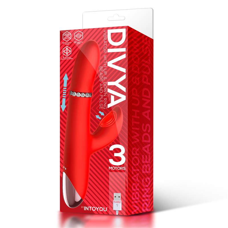 Divya Vibrador con Aro de Bolas Internas Up and Down y Pulsación 3 Motores Independientes USB