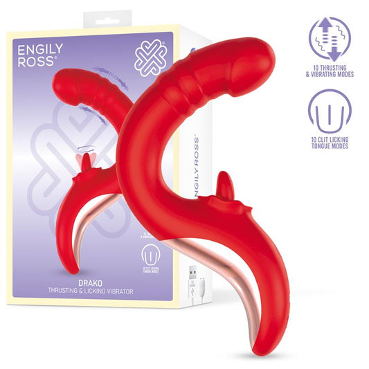 Drako Vibrador con Thrusting y Lengua Oscilante 360º - Kinkyloov