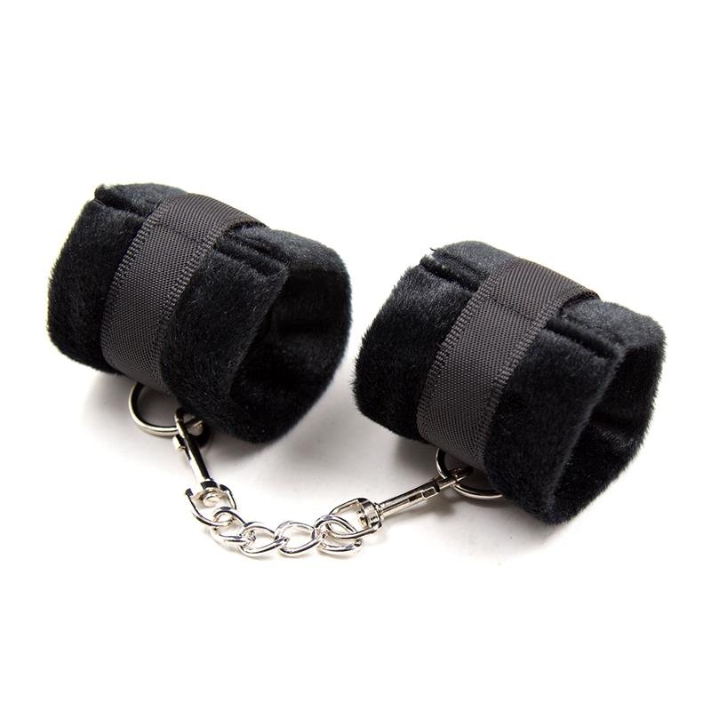Esposas de Tela con Velcro para Muñecas con Pelo Largo Negro - Kinkyloov