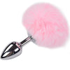 Anal pleasure plug liso metal pompón rosa talla M