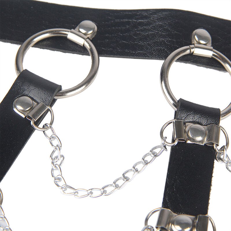 Arnés de Pecho Cadenas Cuero Negro Talla Única