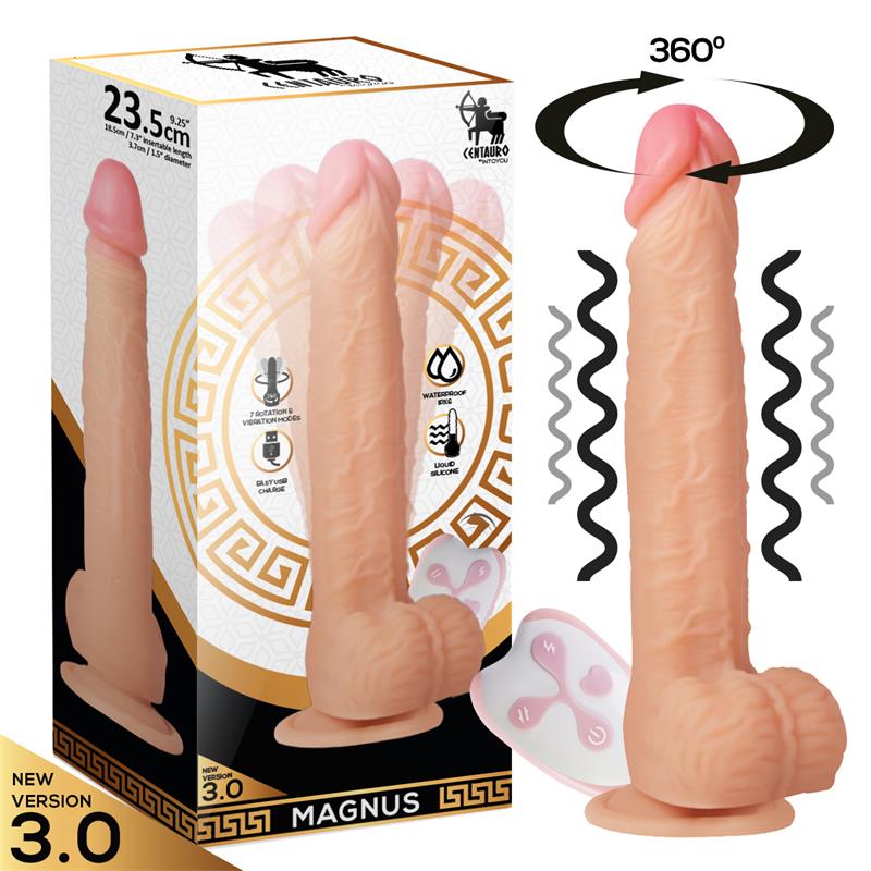 Magnus 3.0 Dildo Realista Vibrador y Rotador Control Remoto Silicona Líquida - Kinkyloov