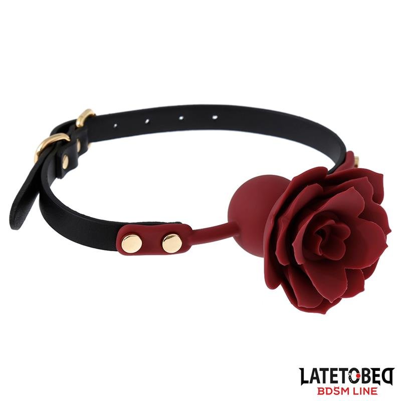 Mordaza Bola Silicona Transpitable Adorno Rosa Ajustable 47 - 56 cm - Kinkyloov