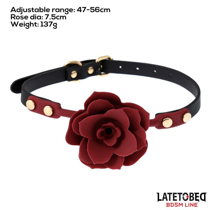 Mordaza Bola Silicona Transpitable Adorno Rosa Ajustable 47 - 56 cm - Kinkyloov