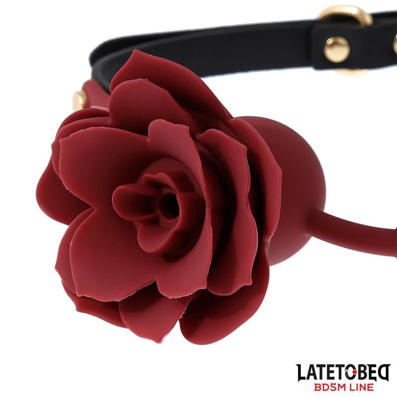 Mordaza Bola Silicona Transpitable Adorno Rosa Ajustable 47 - 56 cm - Kinkyloov