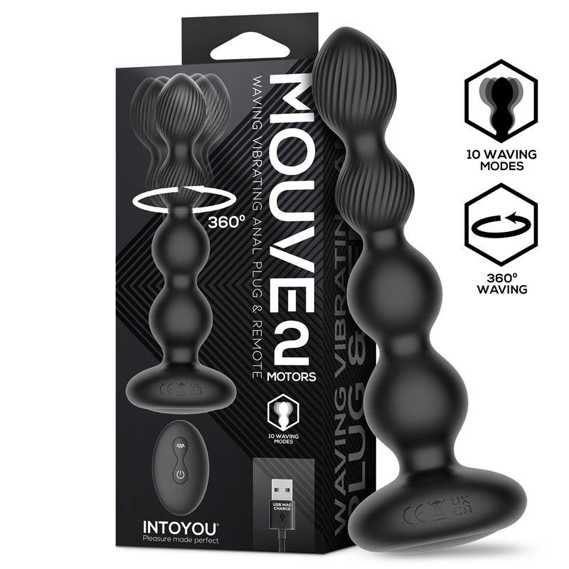 Mouve Plug Anal con Waving y Vibración con Control Remoto 2 Motores - Kinkyloov