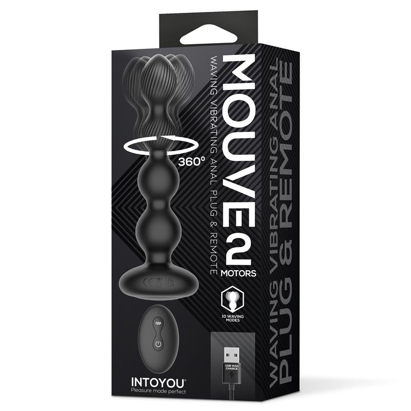 Mouve Plug Anal con Waving y Vibración con Control Remoto 2 Motores