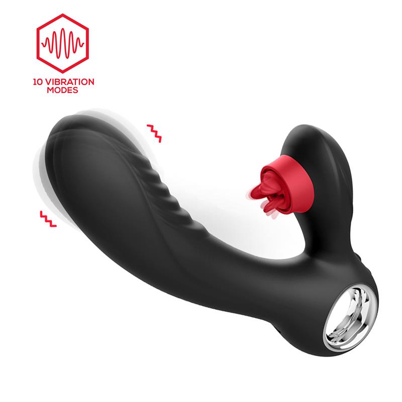 Niza Vibrador con Calor y Triple Lengua Estimuladora de Clítoris