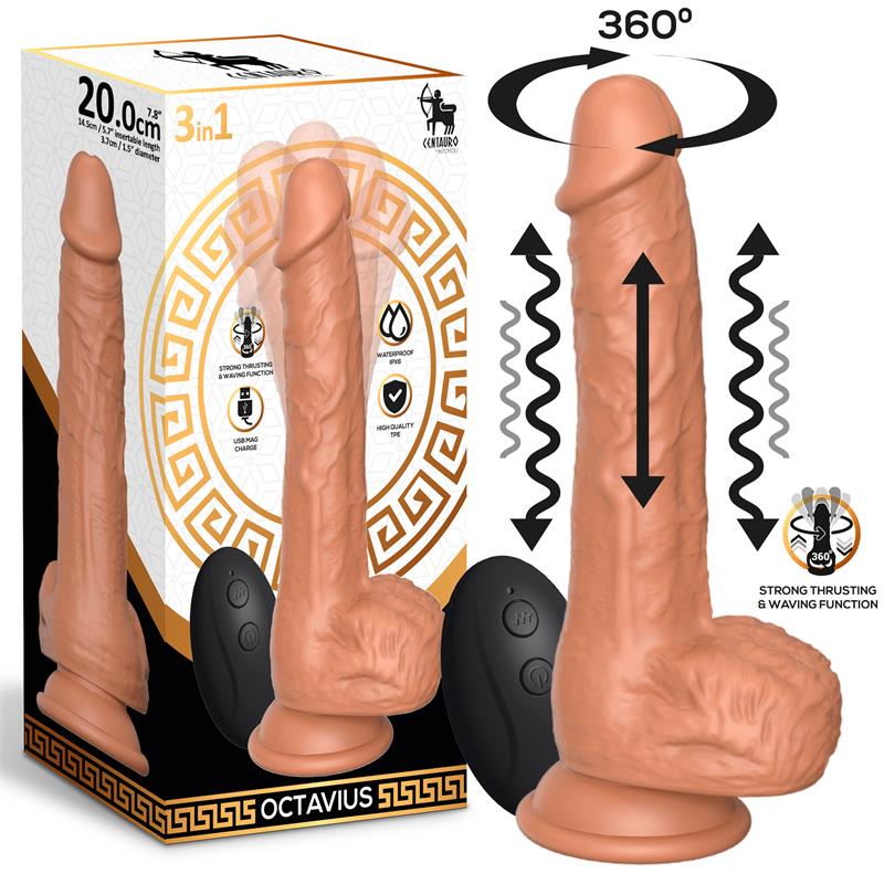 Octavius Dildo con Vibración, Thrusting y Waving 360º 7.8 - 20 cm - Kinkyloov