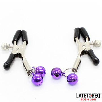 Pinzas para Pezones con Cascabeles Púrpura - Kinkyloov
