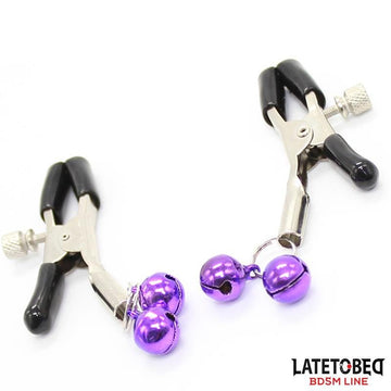 Pinzas para Pezones con Cascabeles Púrpura - Kinkyloov