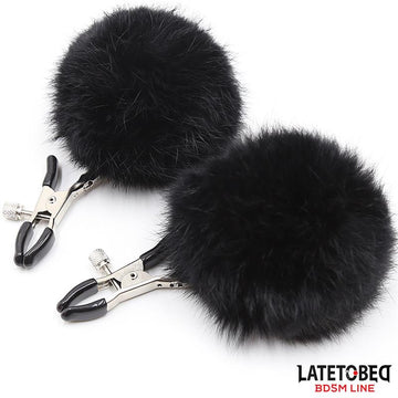 Pinzas para Pezones con Pelo Negro - Kinkyloov