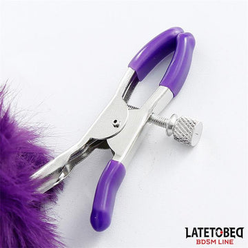 Pinzas para Pezones con Pelo Púrpura - Kinkyloov