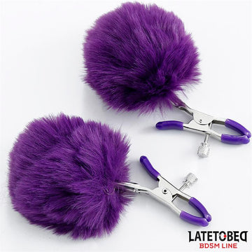 Pinzas para Pezones con Pelo Púrpura - Kinkyloov
