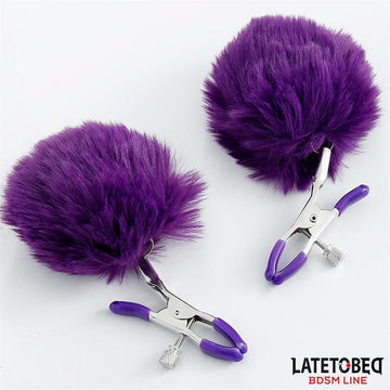 Pinzas para Pezones con Pelo Púrpura - Kinkyloov