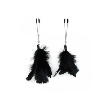 Pinzas para Pezones con Plumas Negras Ajustables - Kinkyloov