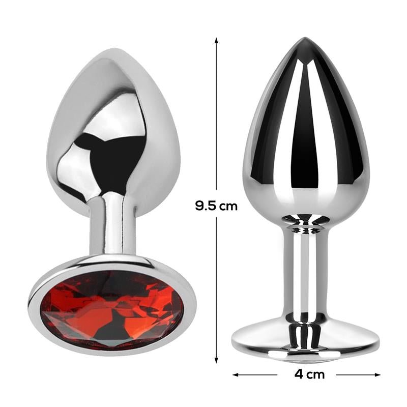 Plug Anal con Joya Rojo Rubí Talla L Aluminio - Kinkyloov