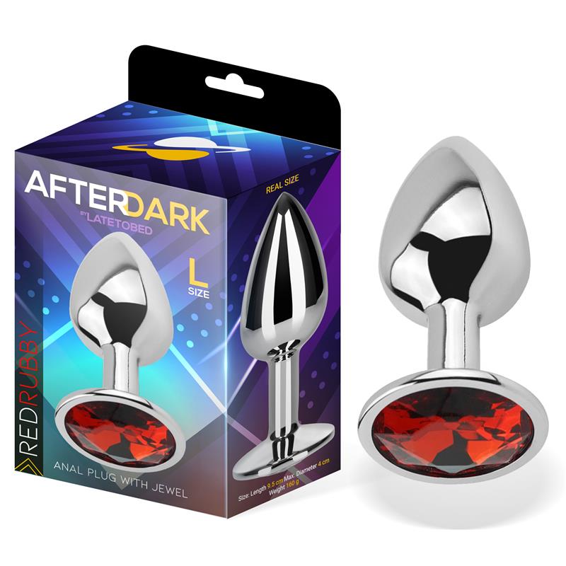 Plug Anal con Joya Rojo Rubí Talla L Aluminio - Kinkyloov