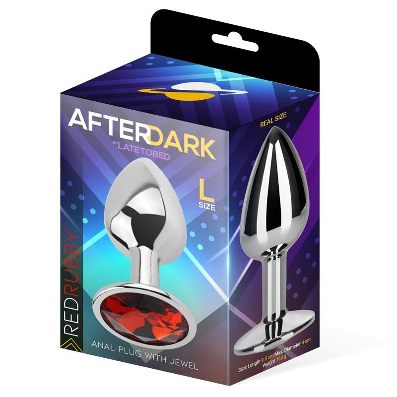 Plug Anal con Joya Rojo Rubí Talla L Aluminio - Kinkyloov