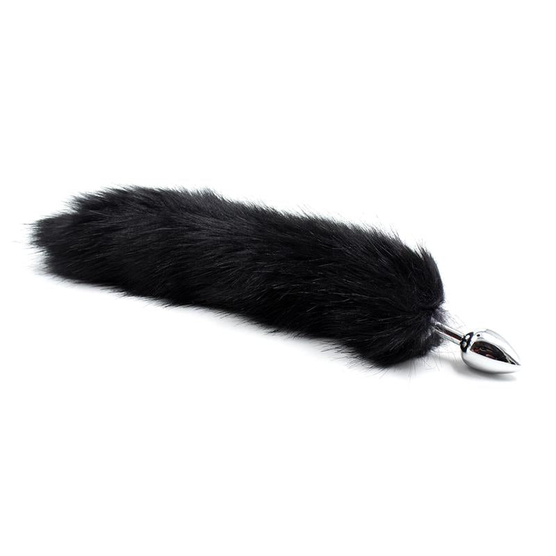 Plug Anal de Metal con Cola de Zorro Sedoso 40 cm Negro - Kinkyloov