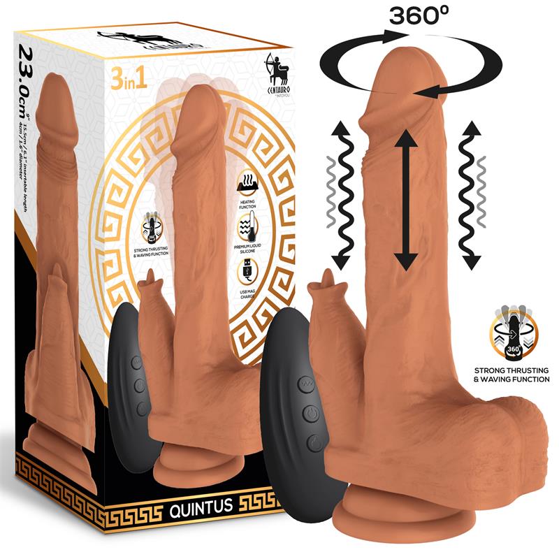 Quintus Dildo con Vibración, Thrusting y Waving 360º 9 - 23 cm - Kinkyloov