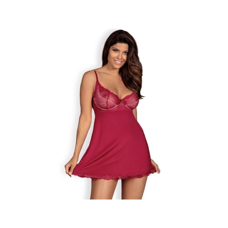 Rosalyne Babydoll y Tanga Rojo Talla S/M