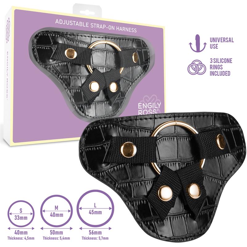 Roxane Arnés Universal Ajustable 3 Anillo de Silicona Negro - Kinkyloov