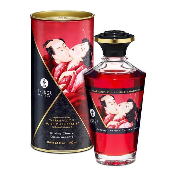 Shunga Aceite de Masaje Efecto Calor Cereza Ardiente - Kinkyloov