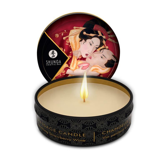 Shunga Mini Vela de Masaje Vino de Fresa - Kinkyloov
